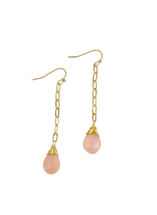 Olivia Pink Opal Paperclip Earrings - Lositime