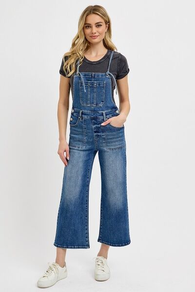 RISEN Full Size Knotted Strap Denim Overalls with Pockets Plus Size - Lositime