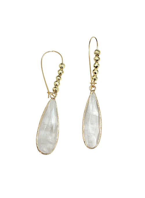 Quartz Earrings with Gold Beads - Lositime