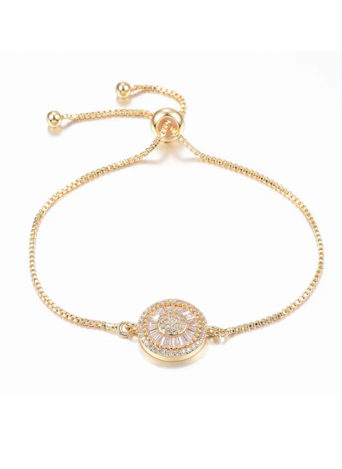 Small  Harper Crystal Adjustable Bracelet in Gold - Lositime