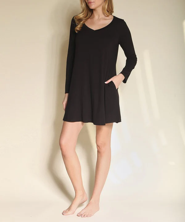 Bamboo Casual long sleeve V neck dress New - Lositime
