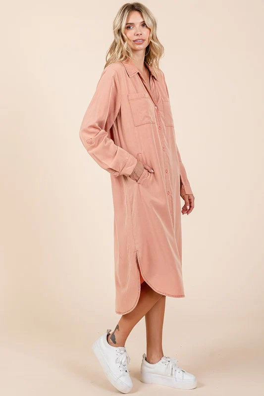 Mittoshop Button Down Long Sleeve Shirt Dress - Lositime
