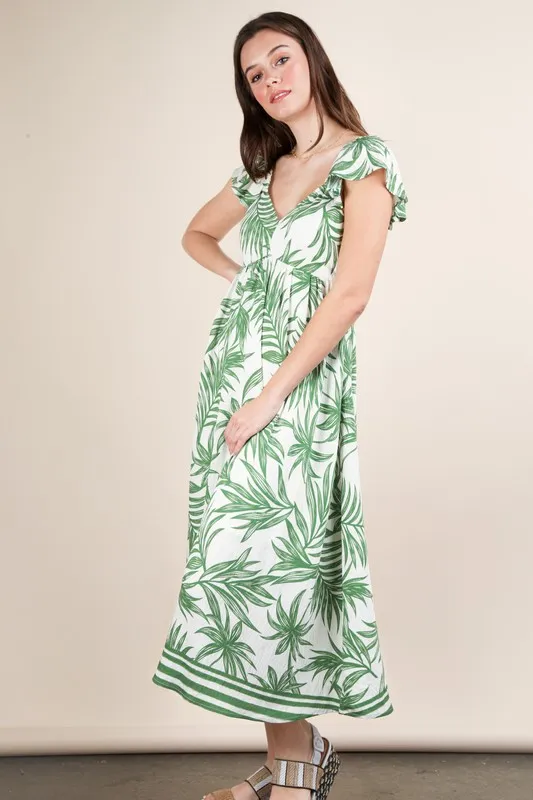 VERY J Tropical Printed Midi Summer Boho Dress - Lositime