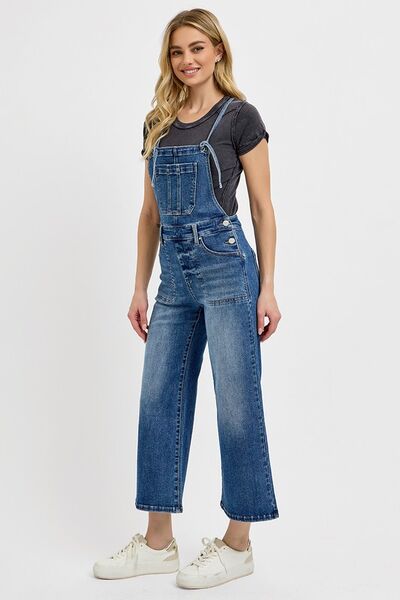 RISEN Full Size Knotted Strap Denim Overalls with Pockets Plus Size - Lositime