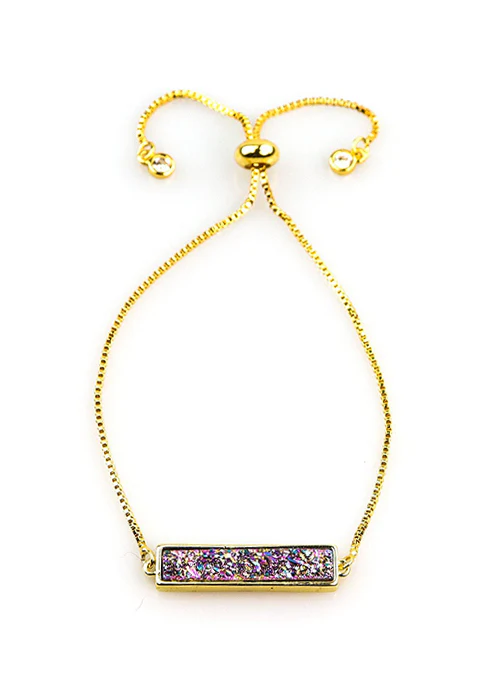 Bethany Druzy Bar Bracelet in Gold - Lositime