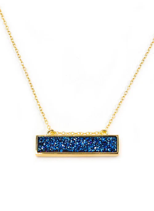 Bethany Druzy Bar Necklace in Gold - Lositime
