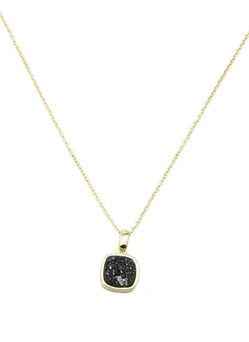 Christy Square Druzy Necklace in Gold - Lositime