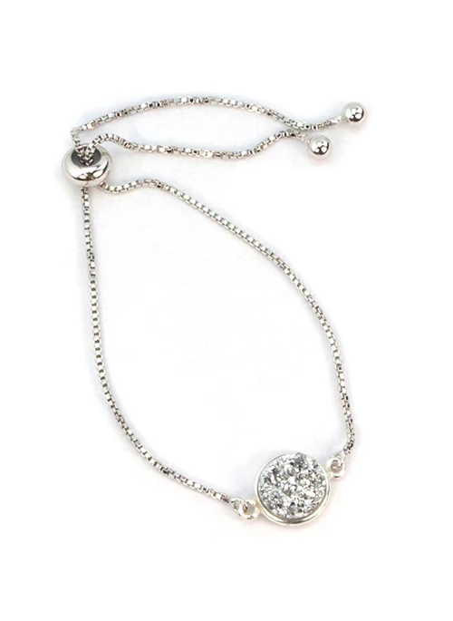 Addison Druzy Adjustable Bracelet in Silver - Lositime