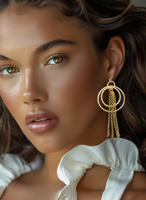 Hammered Multi Hoop Tassel Earrings - Lositime