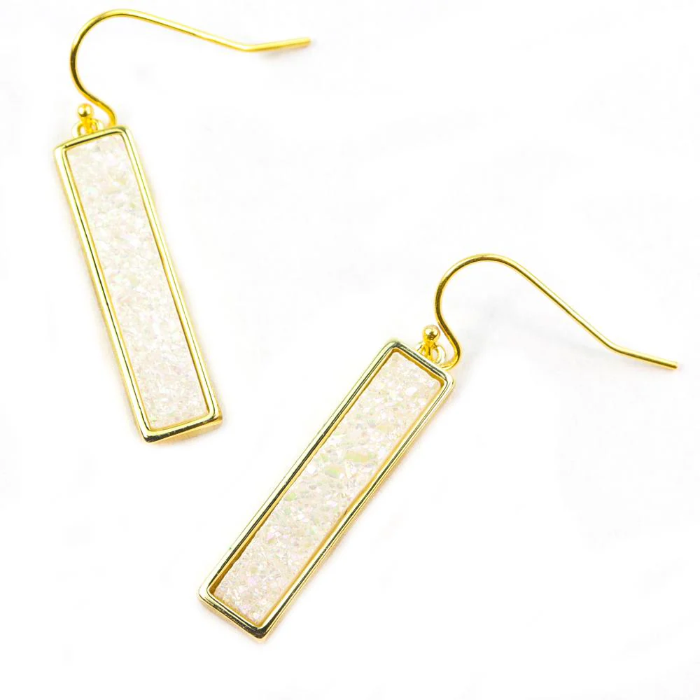 Bethany Druzy Bar Earrings in Gold - Lositime