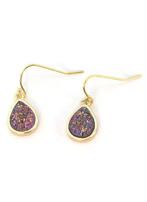 Emma Druzy Teardrop Earrings in Gold - Lositime