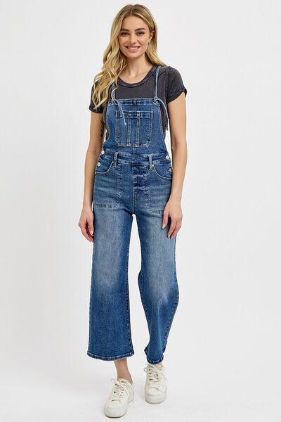RISEN Full Size Knotted Strap Denim Overalls with Pockets Plus Size - Lositime