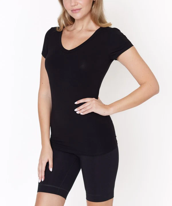 BAMBOO V NECK FITTED TOP - Lositime
