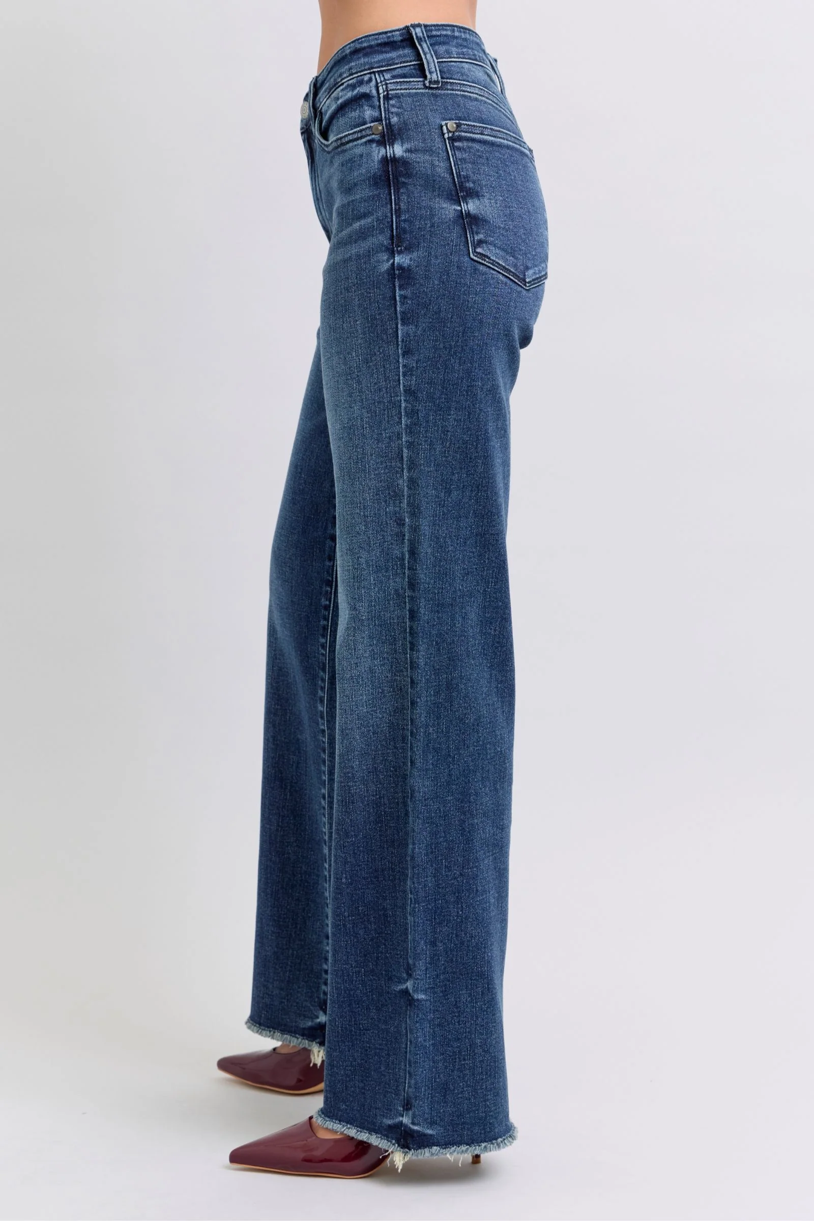 Judy Blue Full Size Raw Hem Mid Rise Jeans - Lositime
