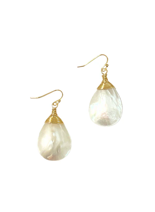 Andrea Large Teardrop Mother of Pearl Earrings - Lositime