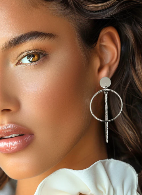 Gabriella Silver Hoop Bar Earrings - Lositime