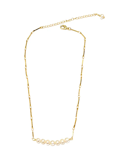Adriana Dainty Pearl link Necklace Gold - Lositime