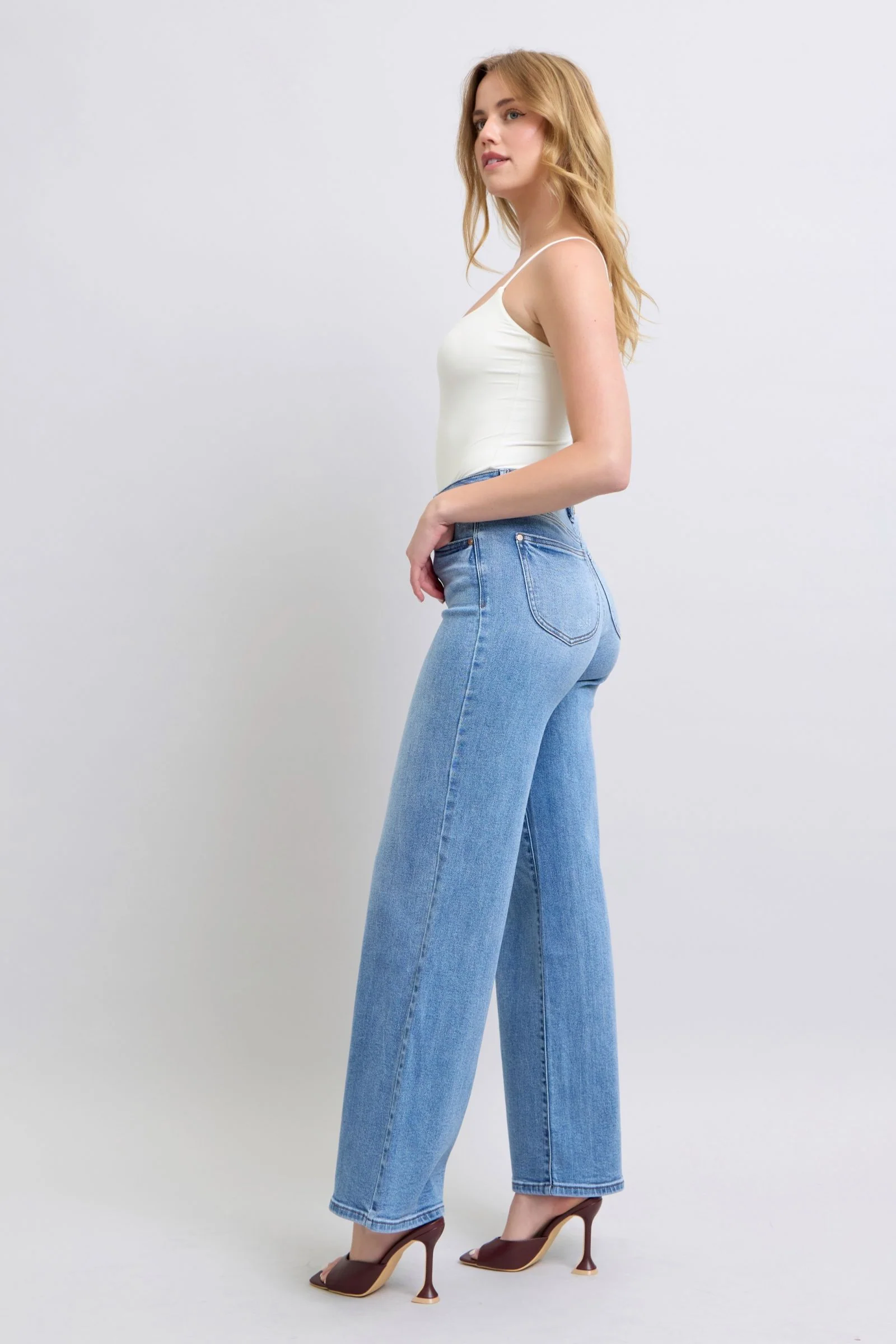 Judy Blue Full Size Wide Leg Jeans with Pockets - Lositime