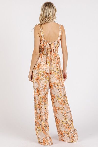 Mittoshop Flower Print Gathered Bust Sleeveless Jumpsuit - Lositime