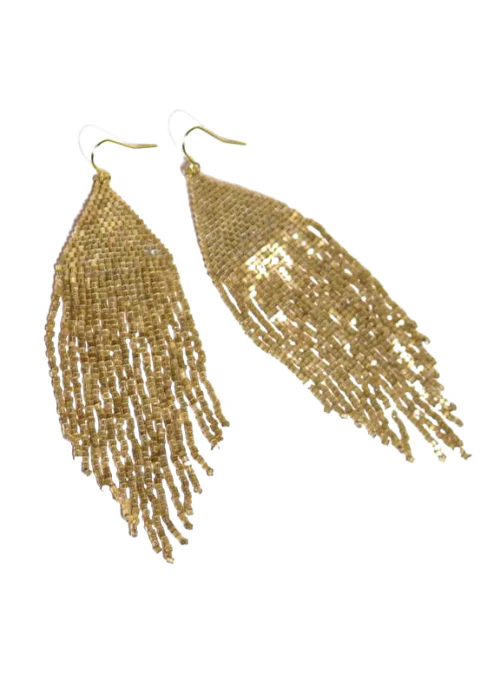 Ivy Gold Shine Fringe Earrings - Lositime
