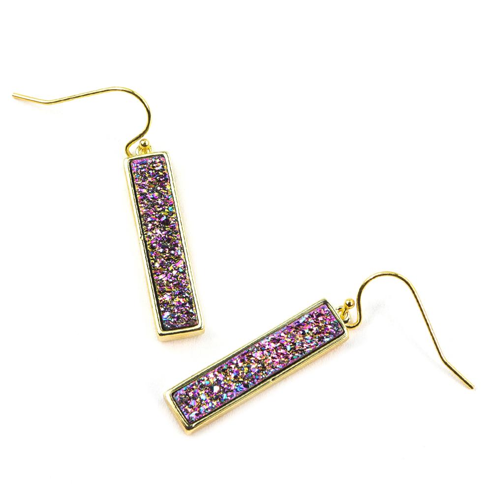 Bethany Druzy Bar Earrings in Gold - Lositime