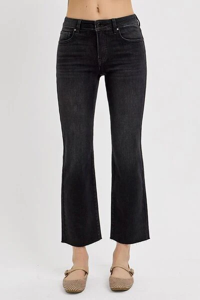 RISEN Tummy Control Mid Rise Crop Straight Jeans - Lositime