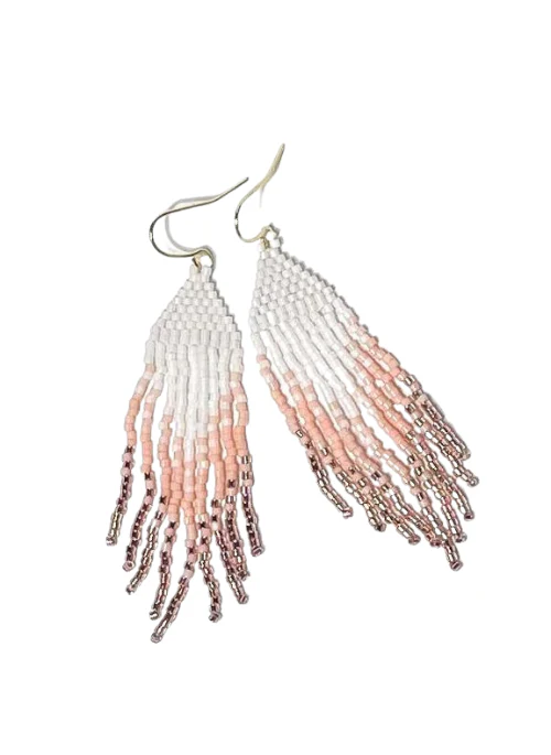 Angel White and Pink Fringe Earrings - Lositime