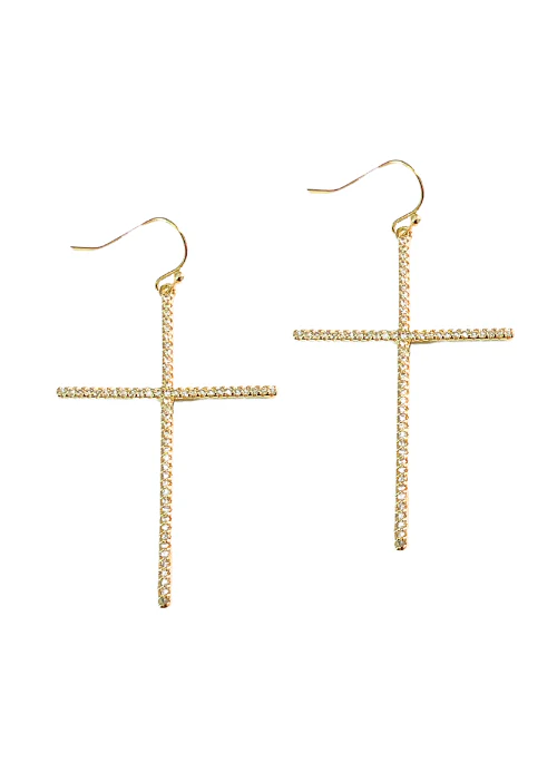 Large CZ Cross Earrings - Lositime